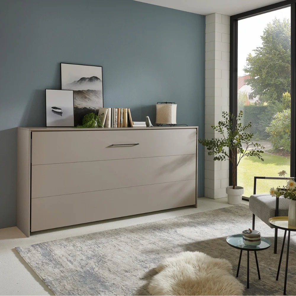 folding bed cupboard Uno folded in grey