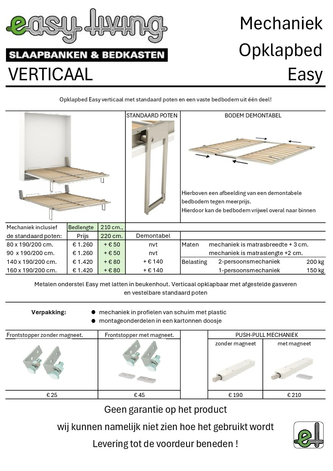 Prijskaart opklapbed easy verticaal pdf