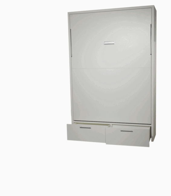 De bedkast verticaal met laden klapt zeer eenvoudige op en neer