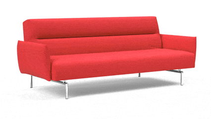 Een duidelijk beeld van de uitklap-beweging van de slaapbank Jillis met armen