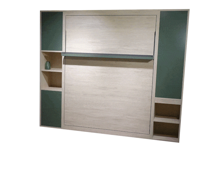 Op deze manier klapt het bed van de bedkast Smart op en neer Opklapbed Smart in beweging van kast naar bed