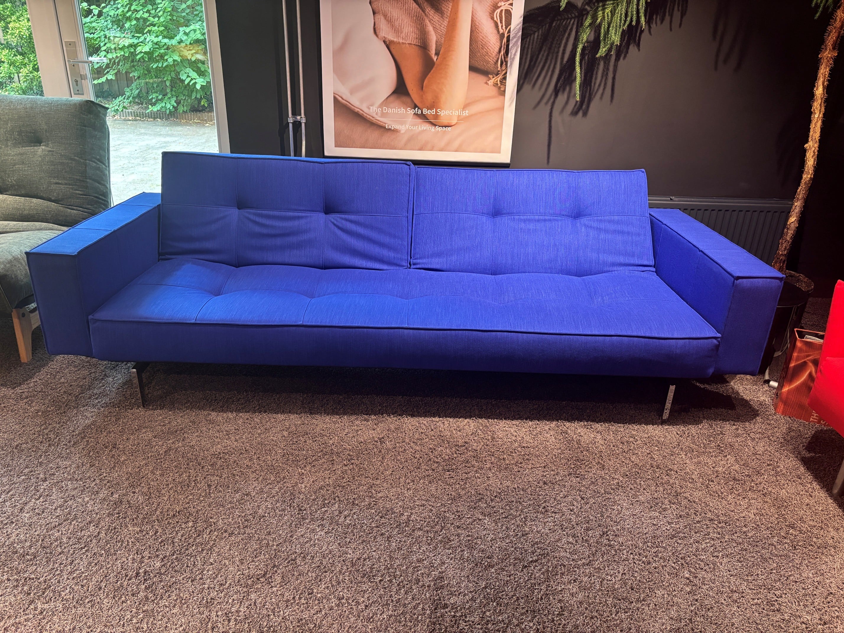 Ex-display sofa bed Splitback arms chrome