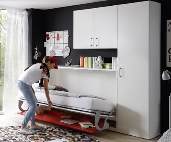 Wall bed Space Horizontal 1 Person With Desk Half Open 2