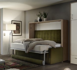 Wall bed Space Horizontal With Bench Open 2