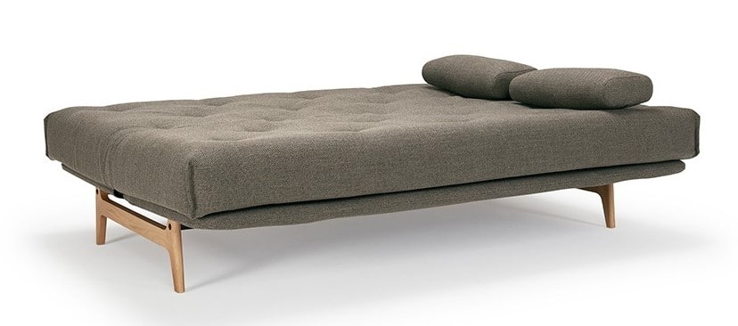 Sofa bed Aslak folded out as a bed with 2 pillows