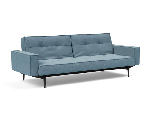 Splitback Styletto Sofa Bed Black Wood With Arms 525 P2 Web