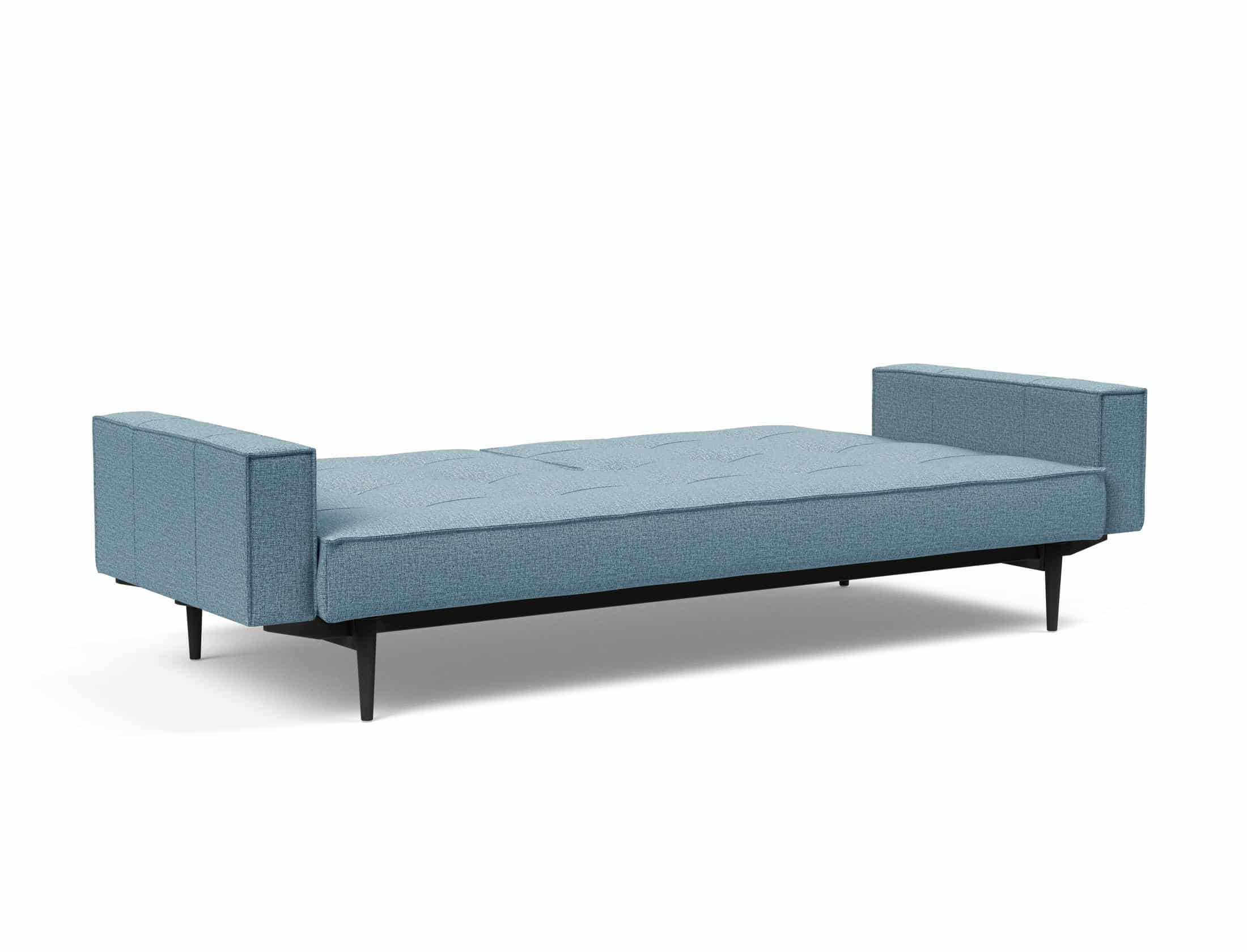 Splitback Styletto Sofa Bed Black Wood With Arms 525 P8 Web